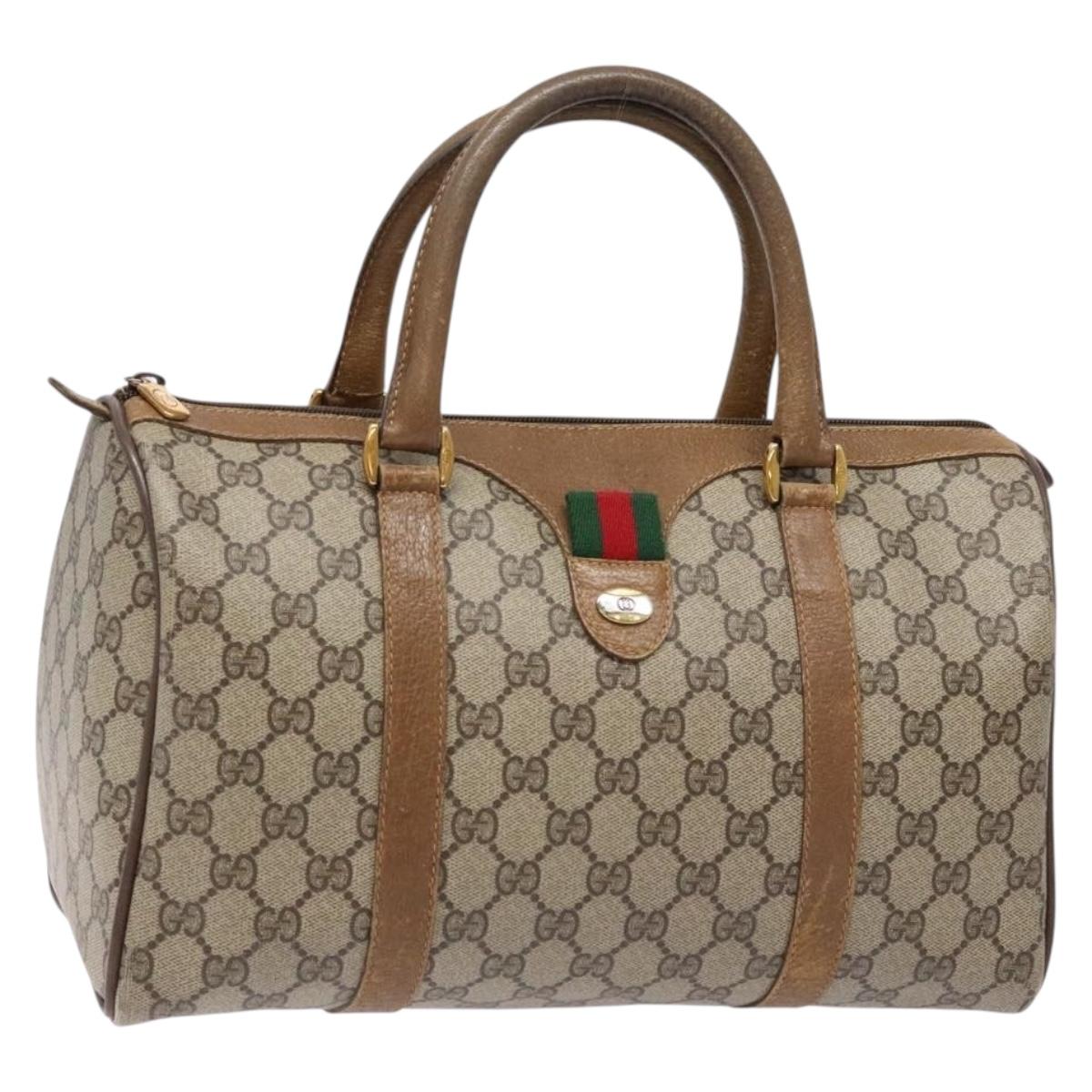 GUCCI GG Supreme Web Sherry Line Hand Bag PVC Beige Gold 69 02 007 Auth 138116