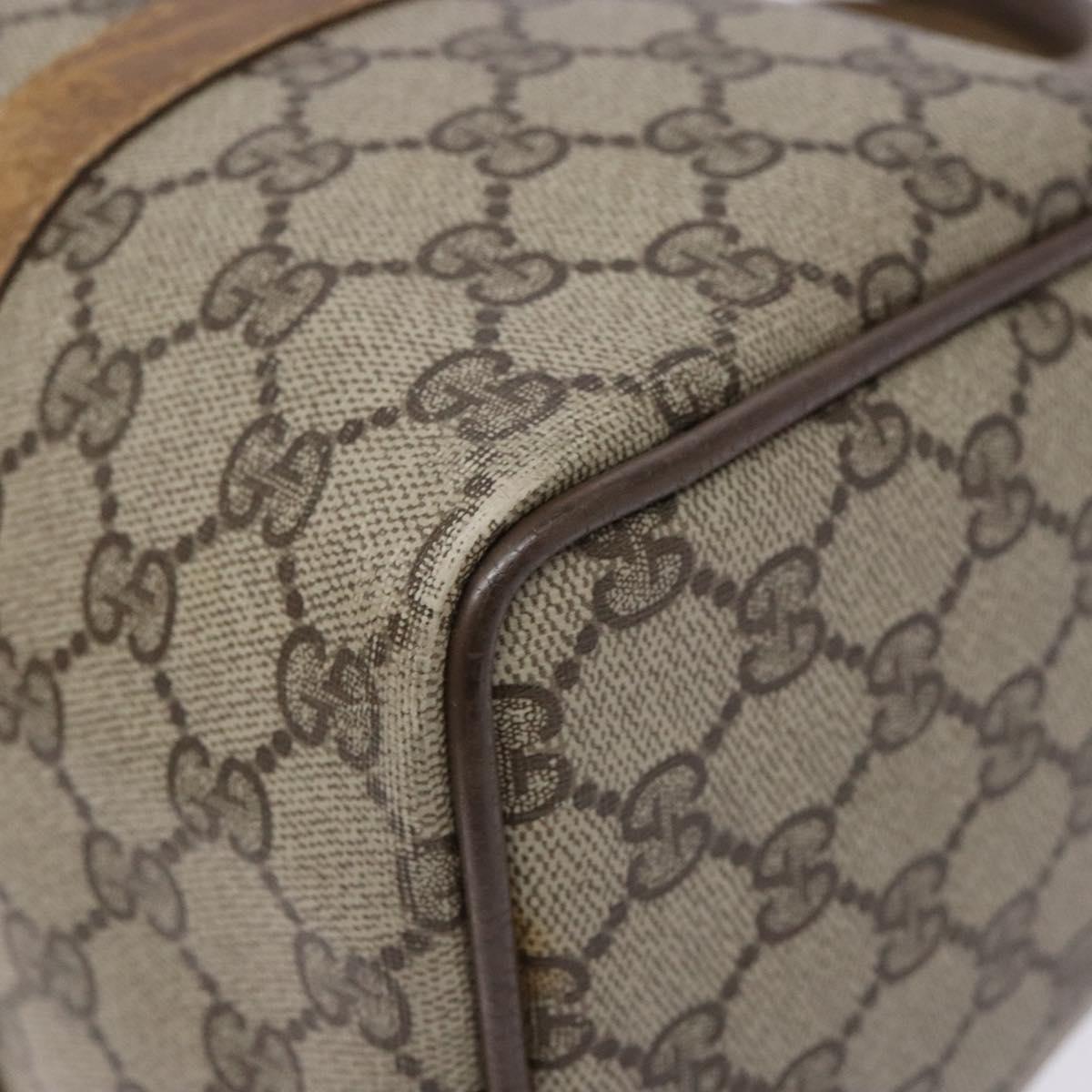 GUCCI GG Supreme Web Sherry Line Hand Bag PVC Beige Gold 69 02 007 Auth 138116