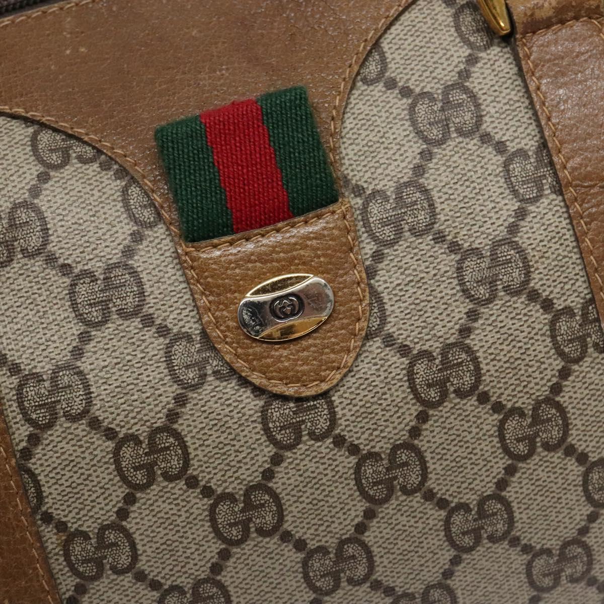 GUCCI GG Supreme Web Sherry Line Hand Bag PVC Beige Gold 69 02 007 Auth 138116