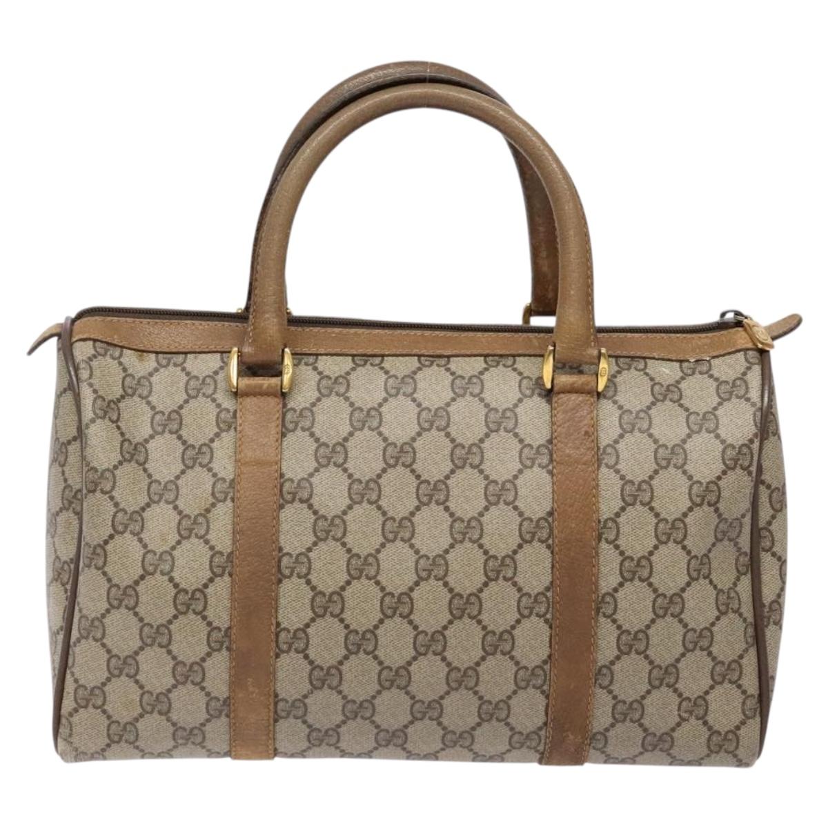 GUCCI GG Supreme Web Sherry Line Hand Bag PVC Beige Gold 69 02 007 Auth 138116