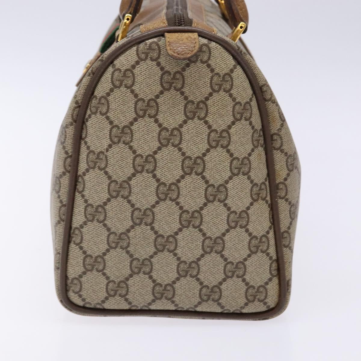 GUCCI GG Supreme Web Sherry Line Hand Bag PVC Beige Gold 69 02 007 Auth 138116