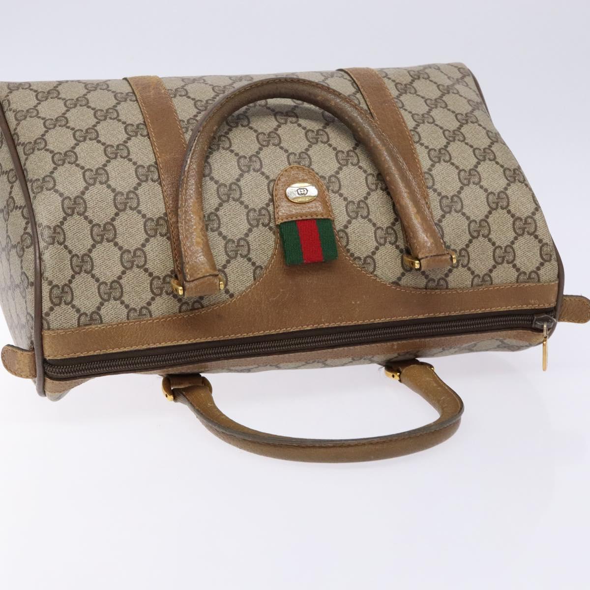 GUCCI GG Supreme Web Sherry Line Hand Bag PVC Beige Gold 69 02 007 Auth 138116