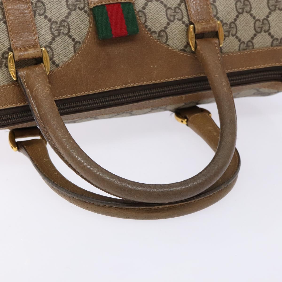 GUCCI GG Supreme Web Sherry Line Hand Bag PVC Beige Gold 69 02 007 Auth 138116