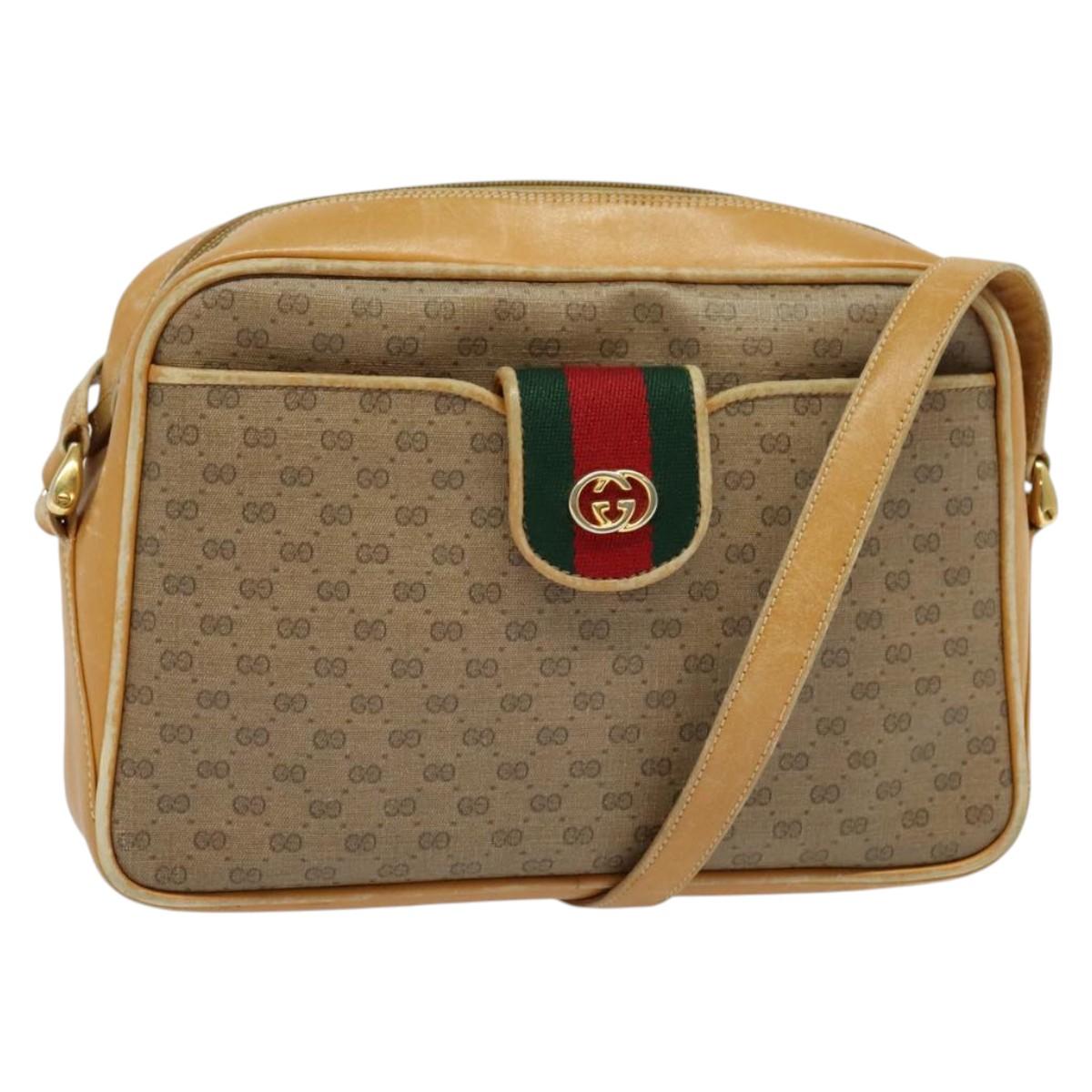 GUCCI Micro GG Supreme Web Sherry Line Bag Beige Gold 001 098 4073 Auth 138118