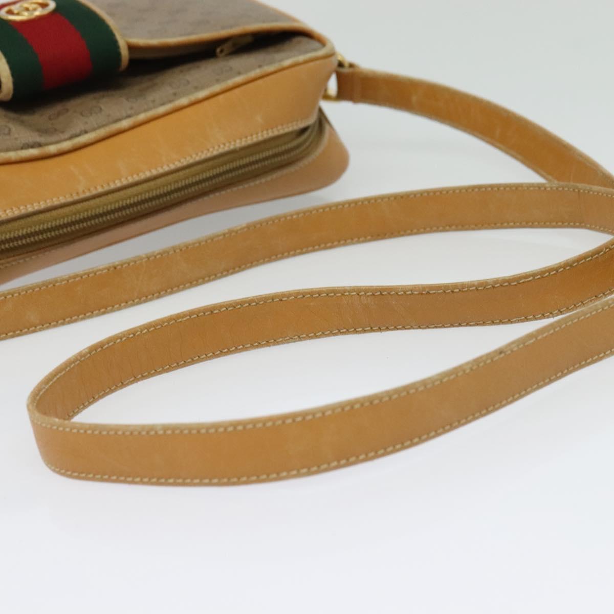 GUCCI Micro GG Supreme Web Sherry Line Bag Beige Gold 001 098 4073 Auth 138118