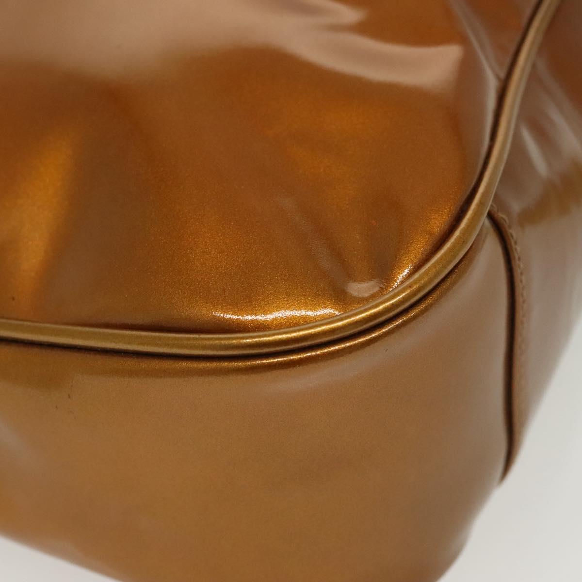 GUCCI Bamboo Hand Bag Patent Leather 2way Gold 001 1705 1638 Auth 138119