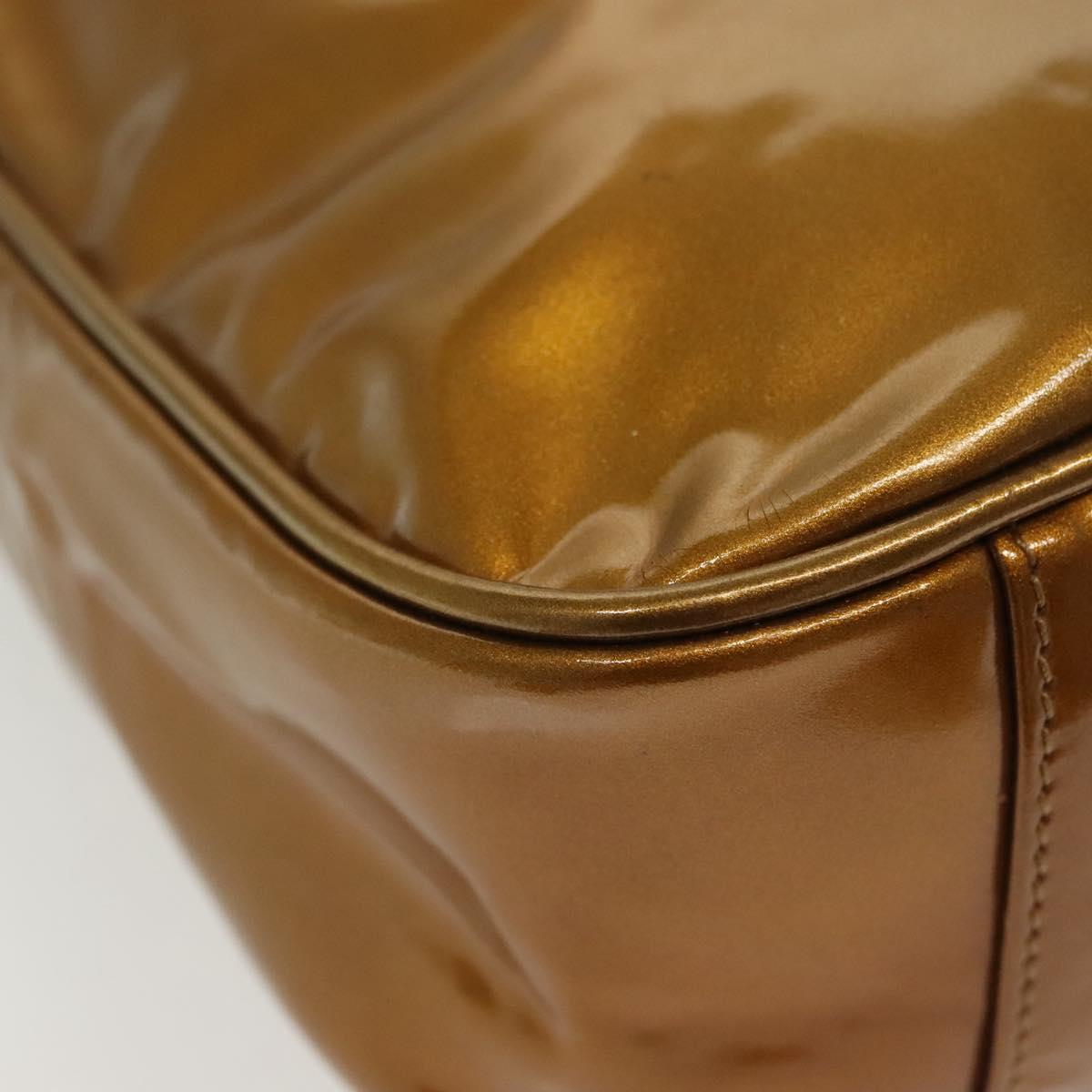 GUCCI Bamboo Hand Bag Patent Leather 2way Gold 001 1705 1638 Auth 138119