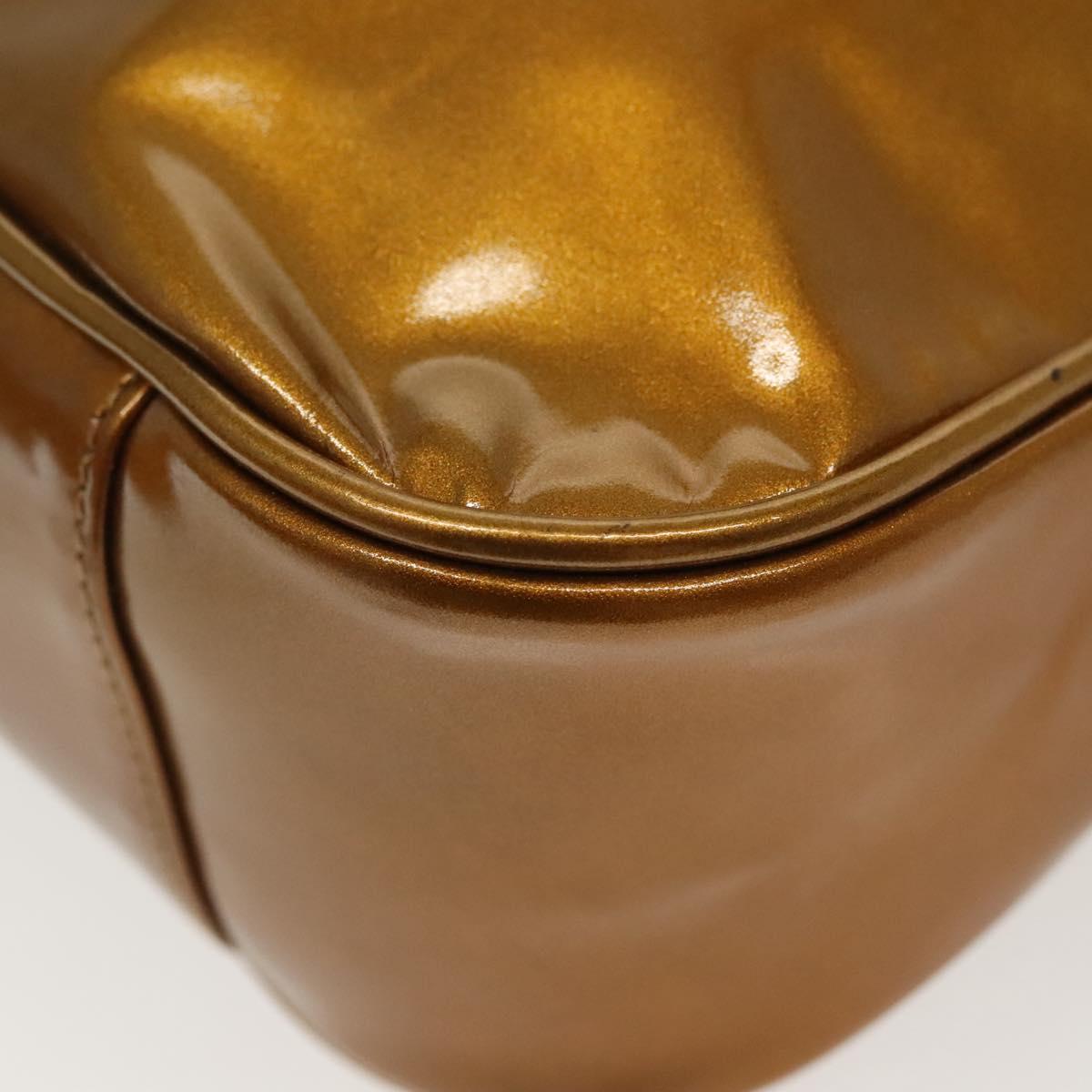 GUCCI Bamboo Hand Bag Patent Leather 2way Gold 001 1705 1638 Auth 138119