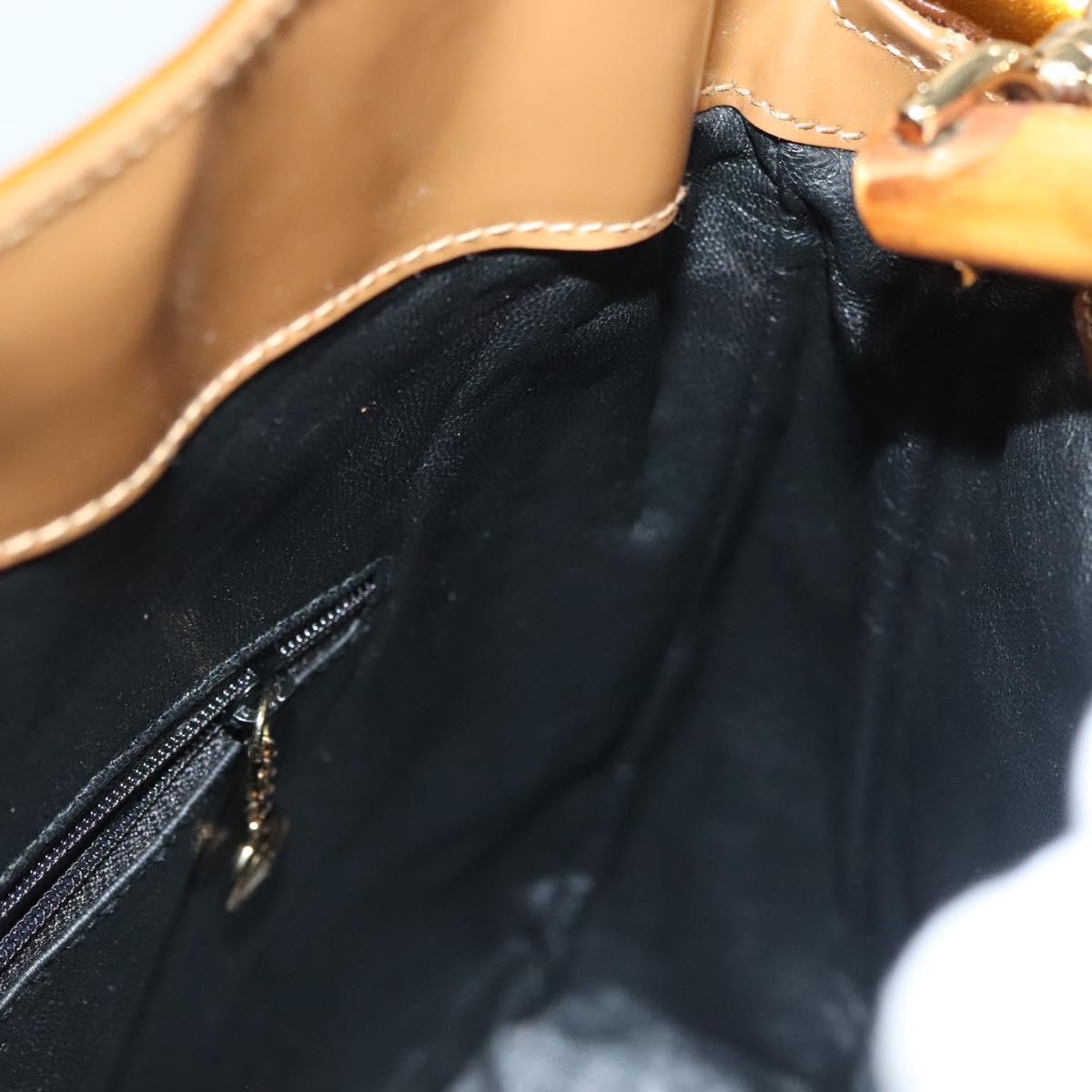 GUCCI Bamboo Hand Bag Patent Leather 2way Gold 001 1705 1638 Auth 138119
