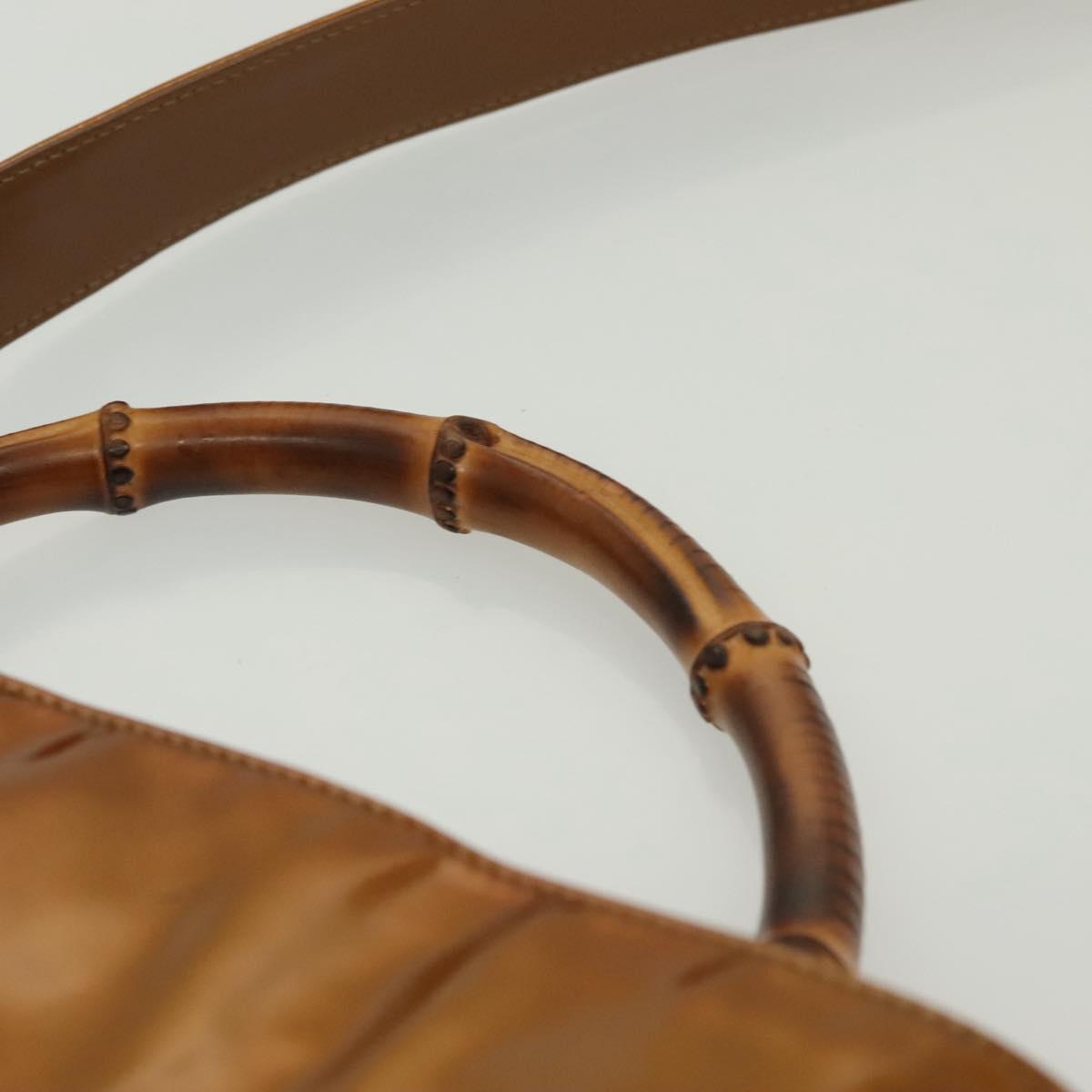 GUCCI Bamboo Hand Bag Patent Leather 2way Gold 001 1705 1638 Auth 138119