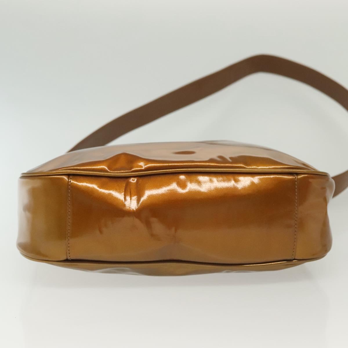 GUCCI Bamboo Hand Bag Patent Leather 2way Gold 001 1705 1638 Auth 138119