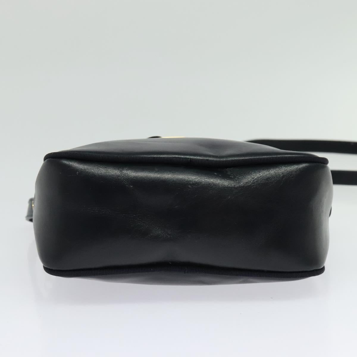 Salvatore Ferragamo Vala Shoulder Bag Leather Navy Gold Auth 138120