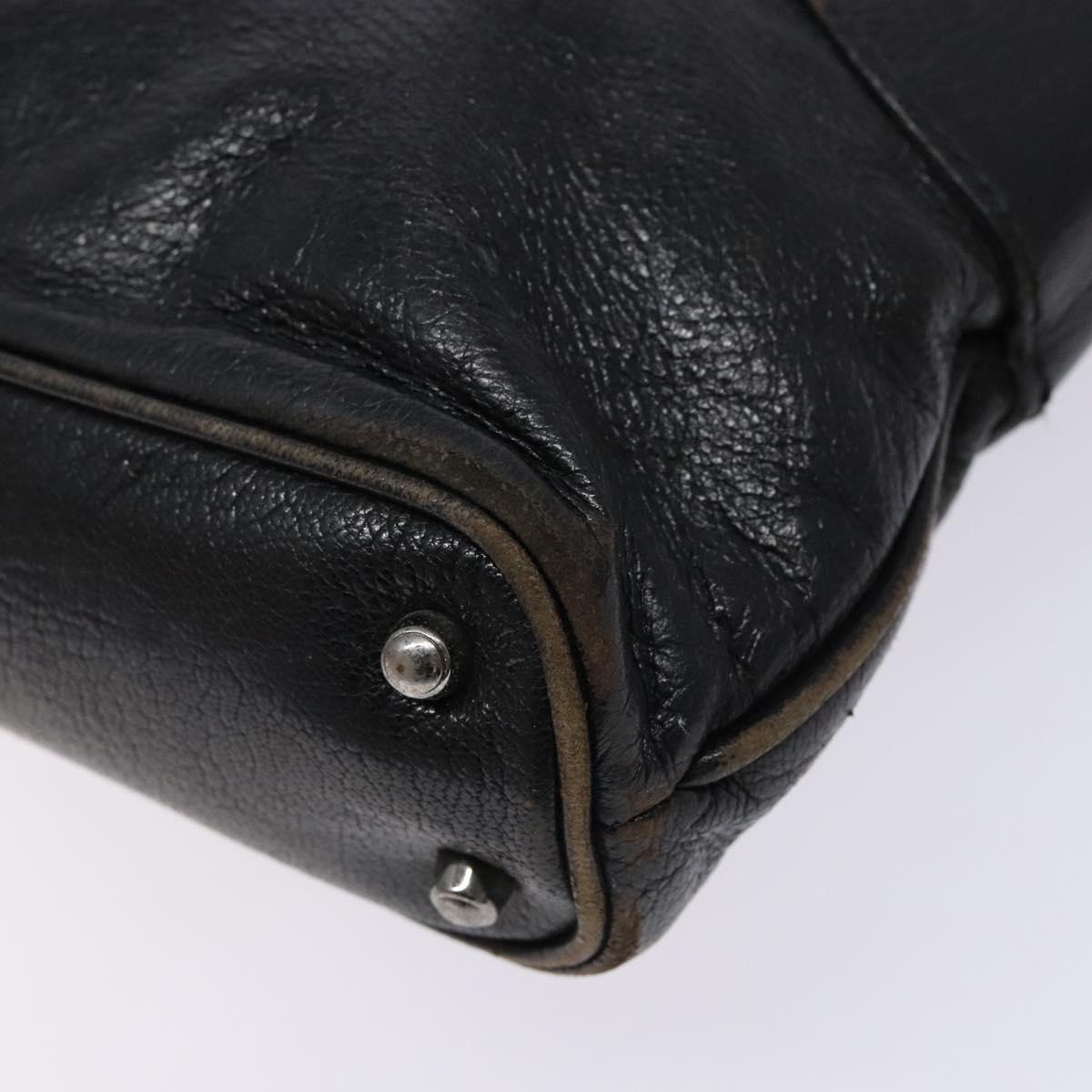 GUCCI Tote Bag Leather Black Silver 113015 Auth 138122