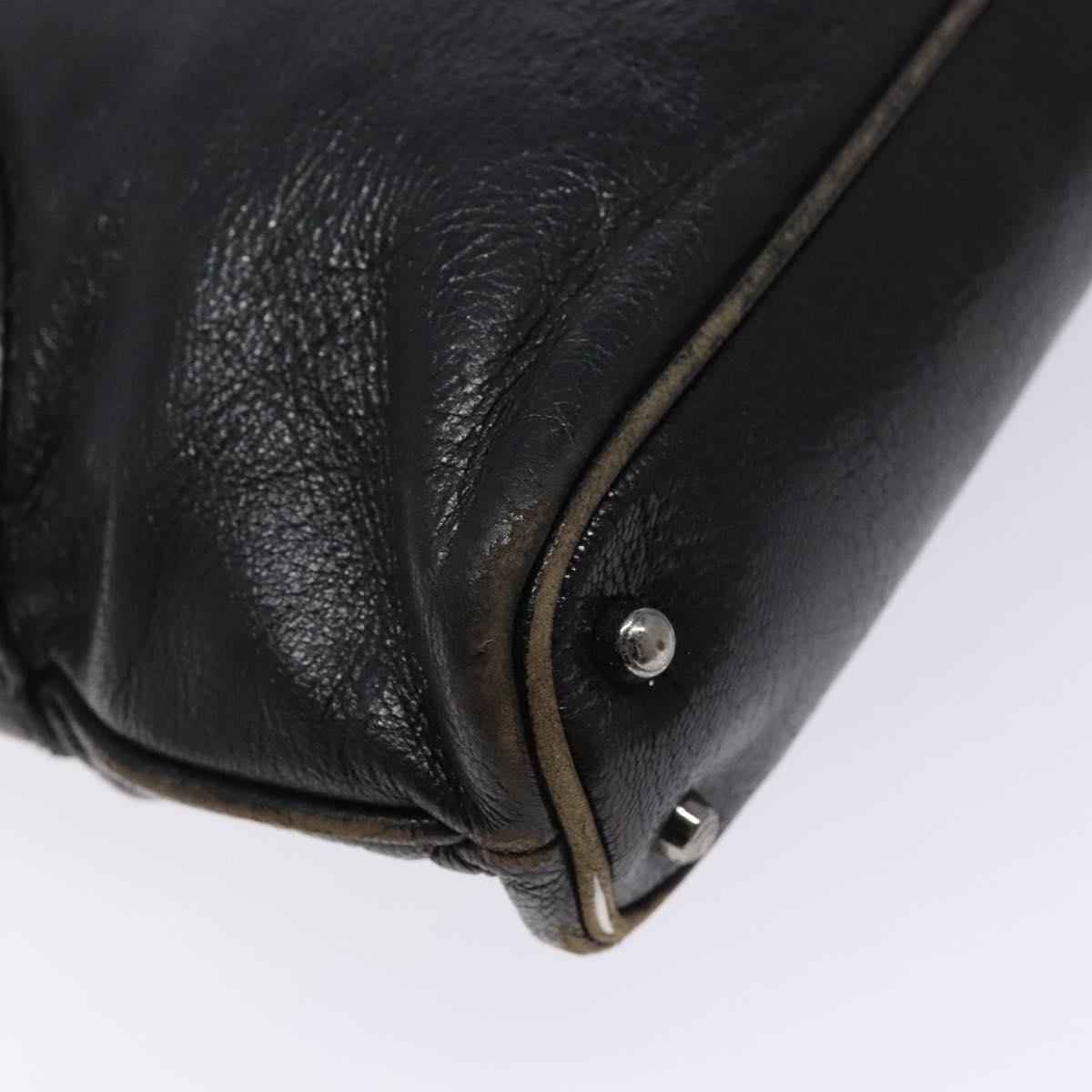 GUCCI Tote Bag Leather Black Silver 113015 Auth 138122