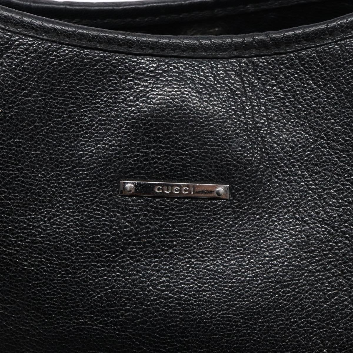 GUCCI Tote Bag Leather Black Silver 113015 Auth 138122