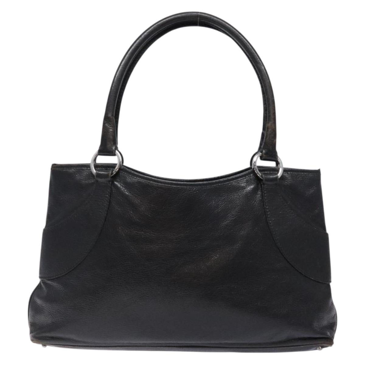 GUCCI Tote Bag Leather Black Silver 113015 Auth 138122