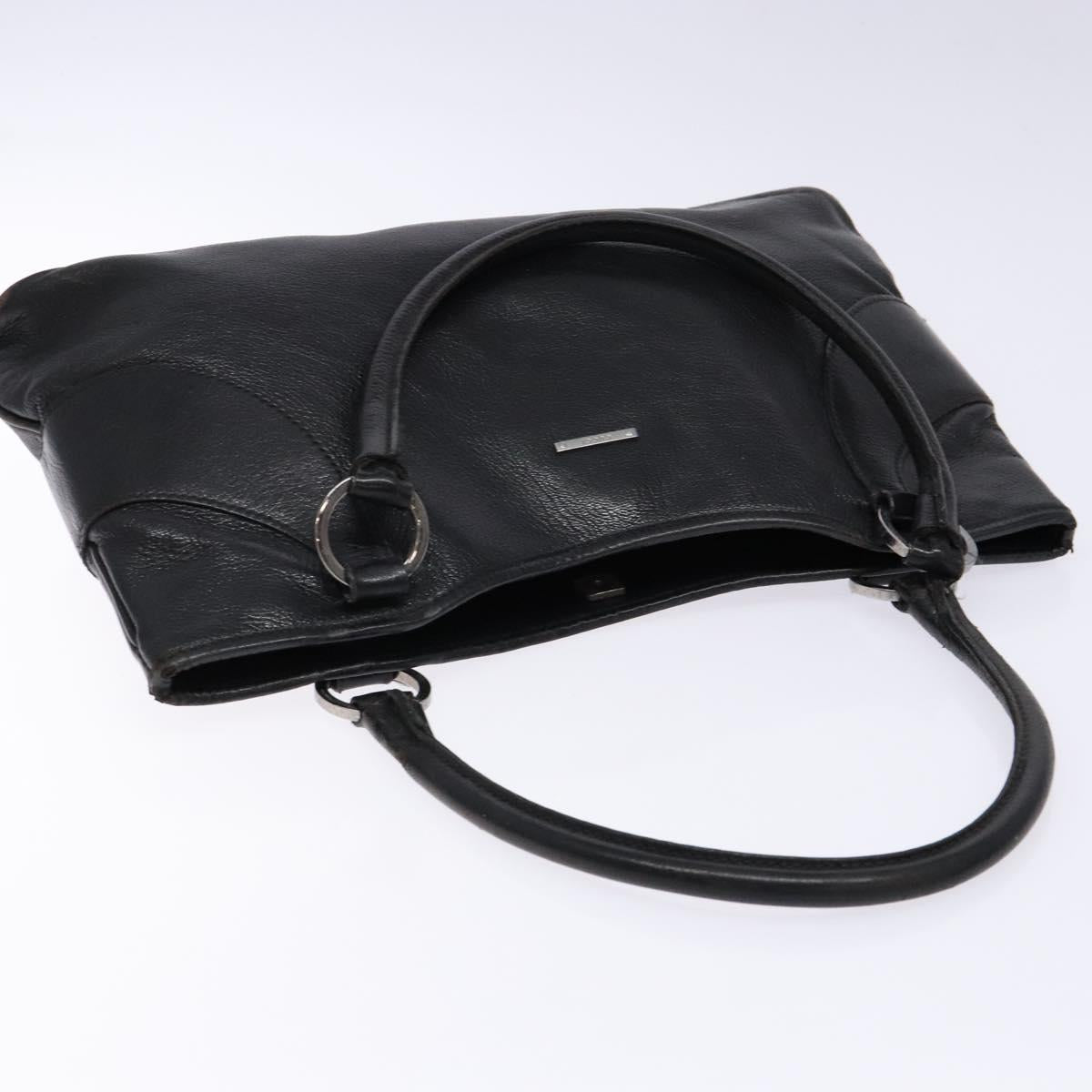 GUCCI Tote Bag Leather Black Silver 113015 Auth 138122
