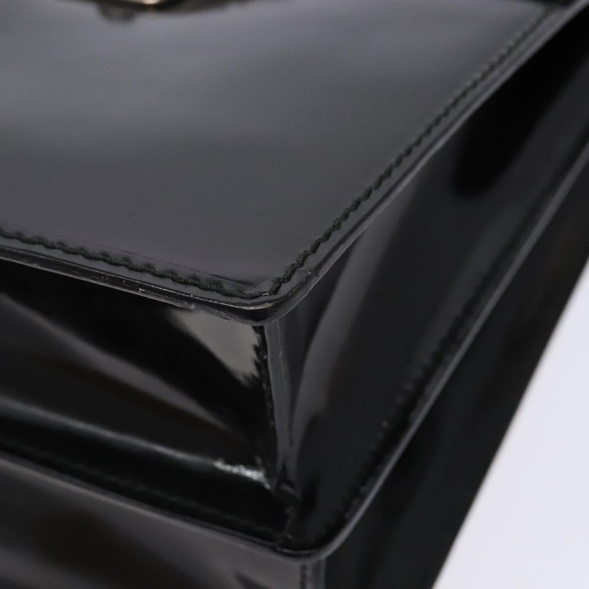 GUCCI Hand Bag Patent leather Black Silver 018 123 1003 Auth 138124