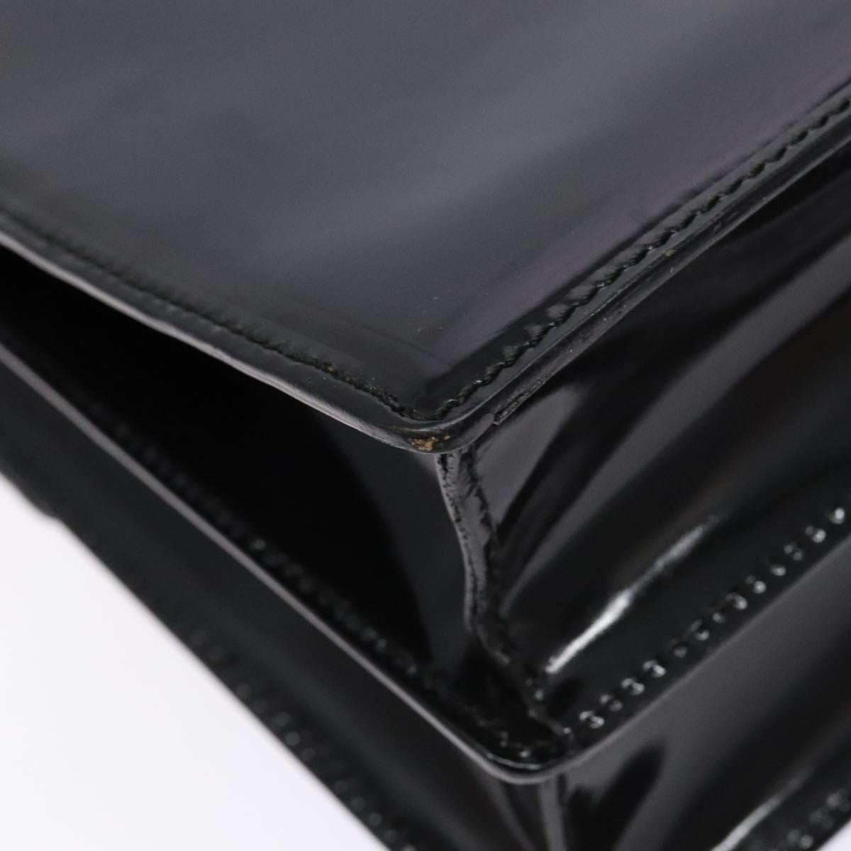 GUCCI Hand Bag Patent leather Black Silver 018 123 1003 Auth 138124