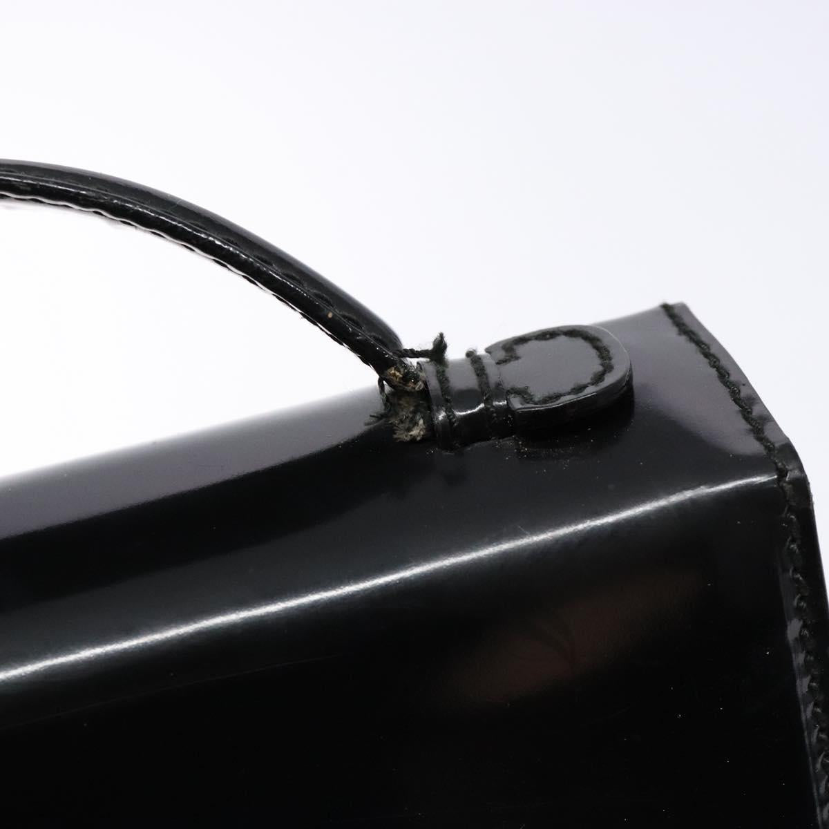 GUCCI Hand Bag Patent leather Black Silver 018 123 1003 Auth 138124
