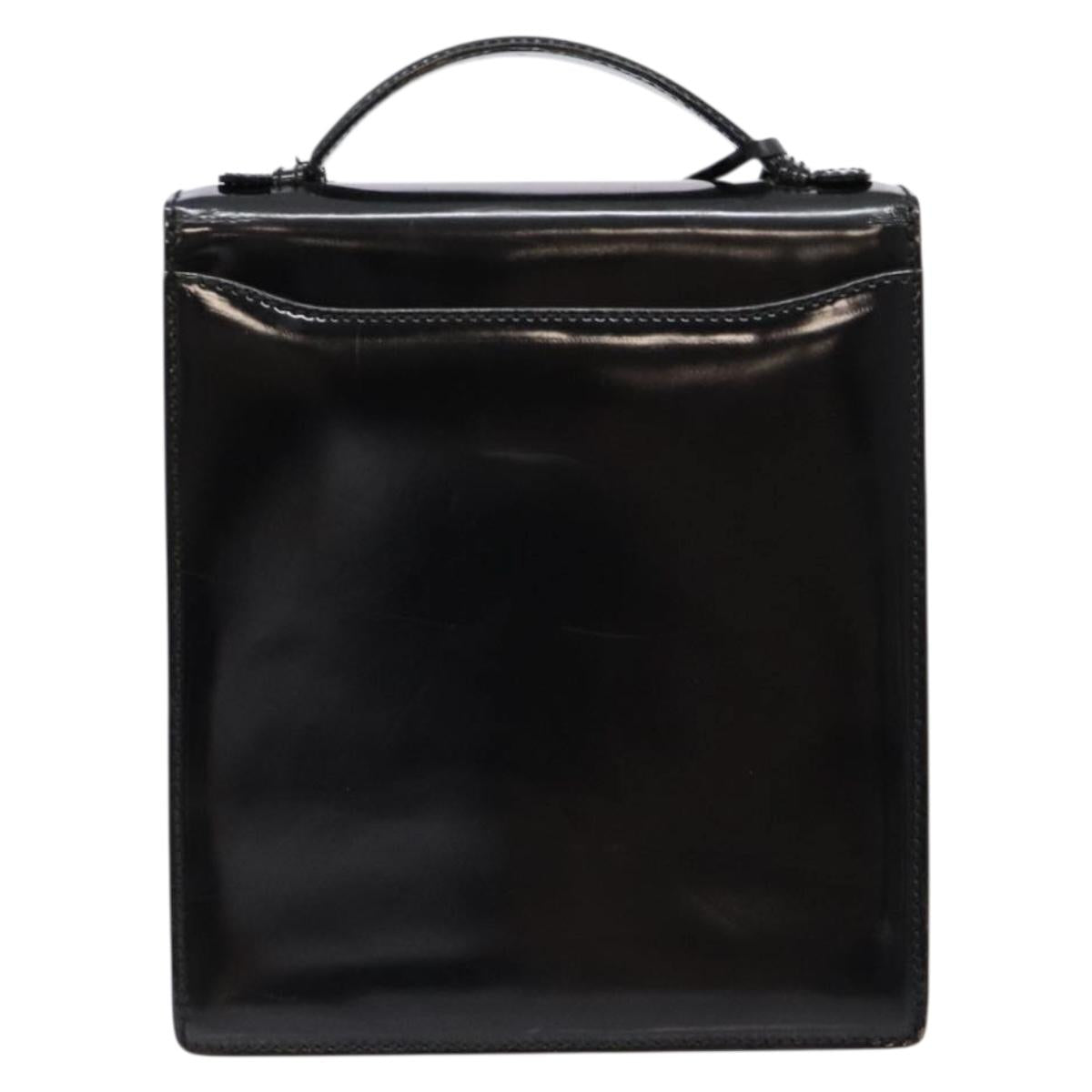 GUCCI Hand Bag Patent leather Black Silver 018 123 1003 Auth 138124