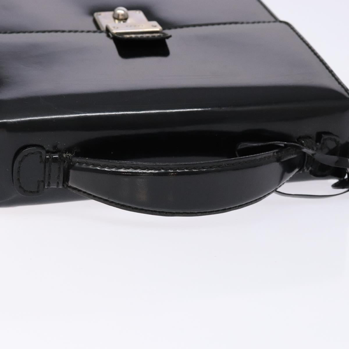 GUCCI Hand Bag Patent leather Black Silver 018 123 1003 Auth 138124