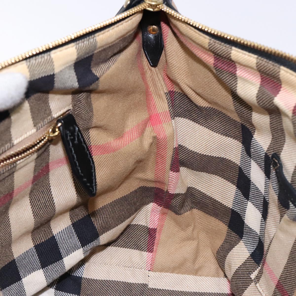 BURBERRY Nova Check Tote Bag Leather Beige Gold Auth 138125