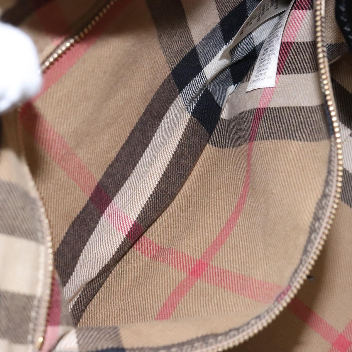 BURBERRY Nova Check Tote Bag Leather Beige Gold Auth 138125