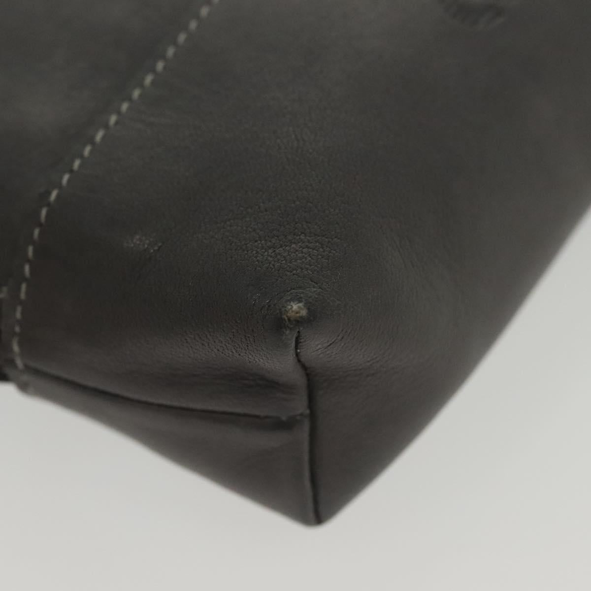 LOEWE Pouch Leather Gray Gold Auth 138128