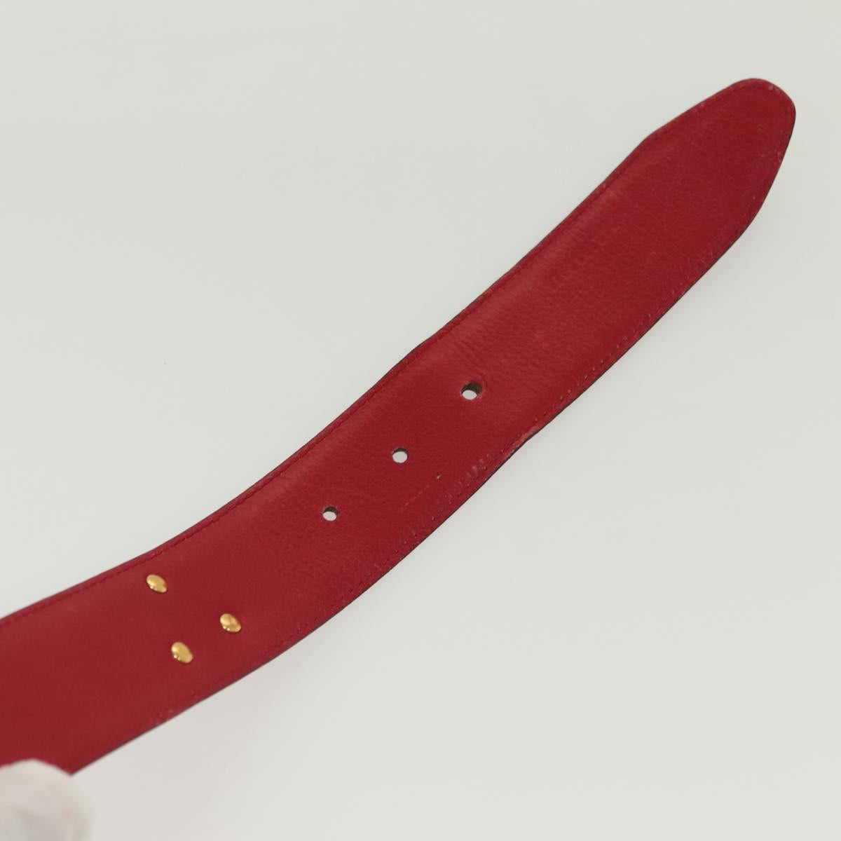 GUCCI Belt Leather 31.5"" Red Gold Auth 138129