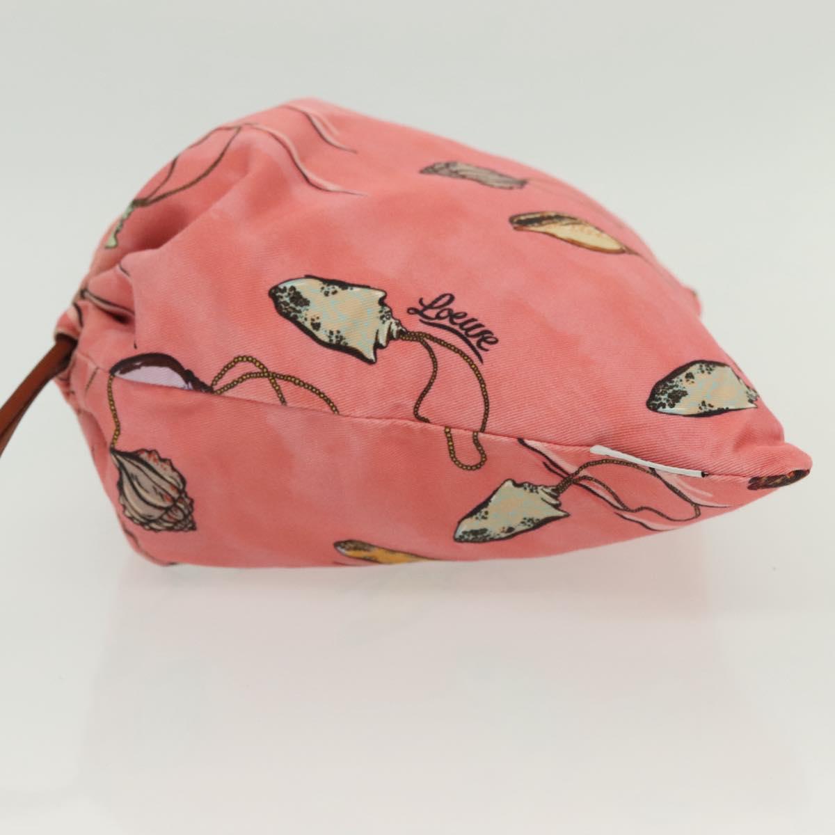 LOEWE Drawstring Pouch Canvas Pink Auth 138135
