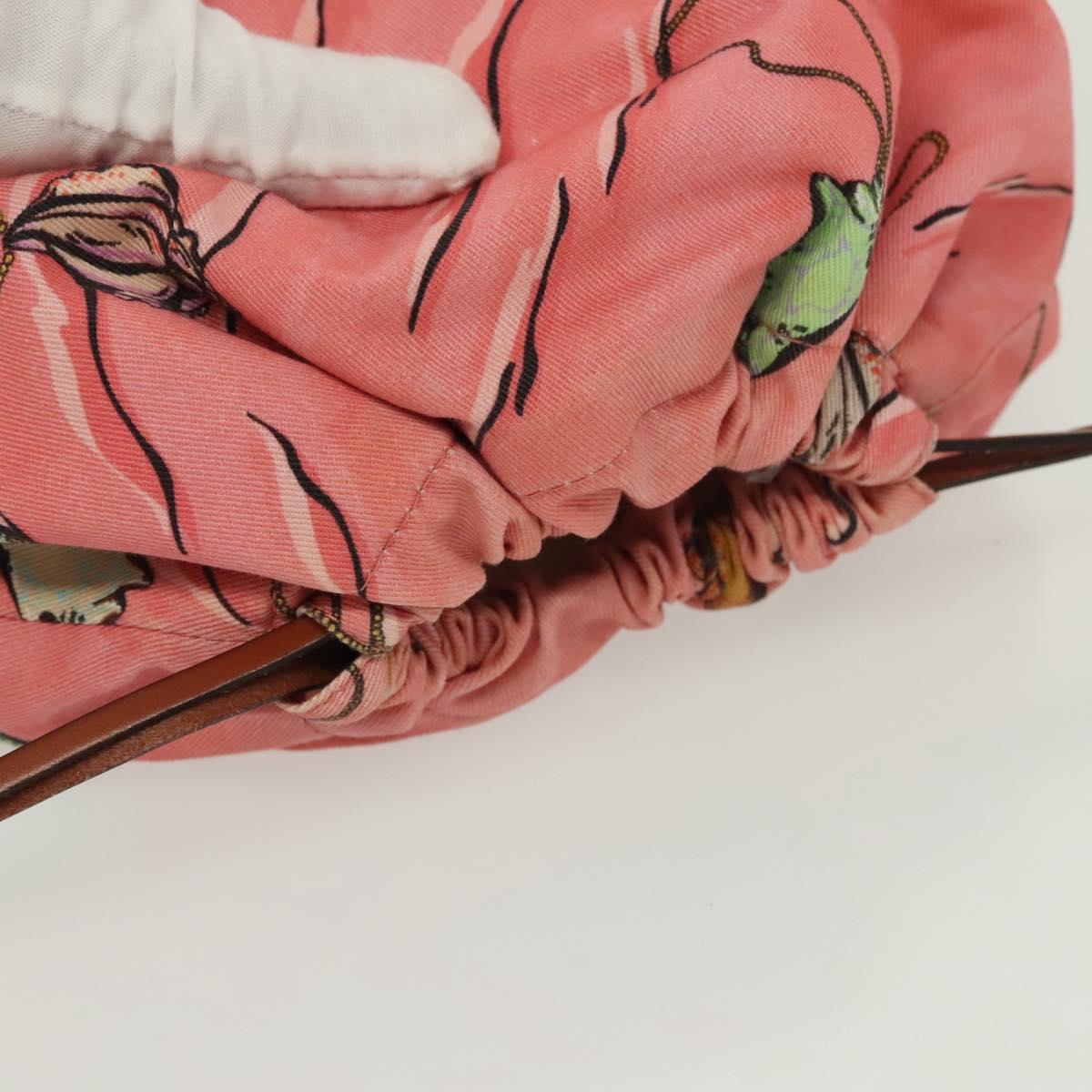 LOEWE Drawstring Pouch Canvas Pink Auth 138135