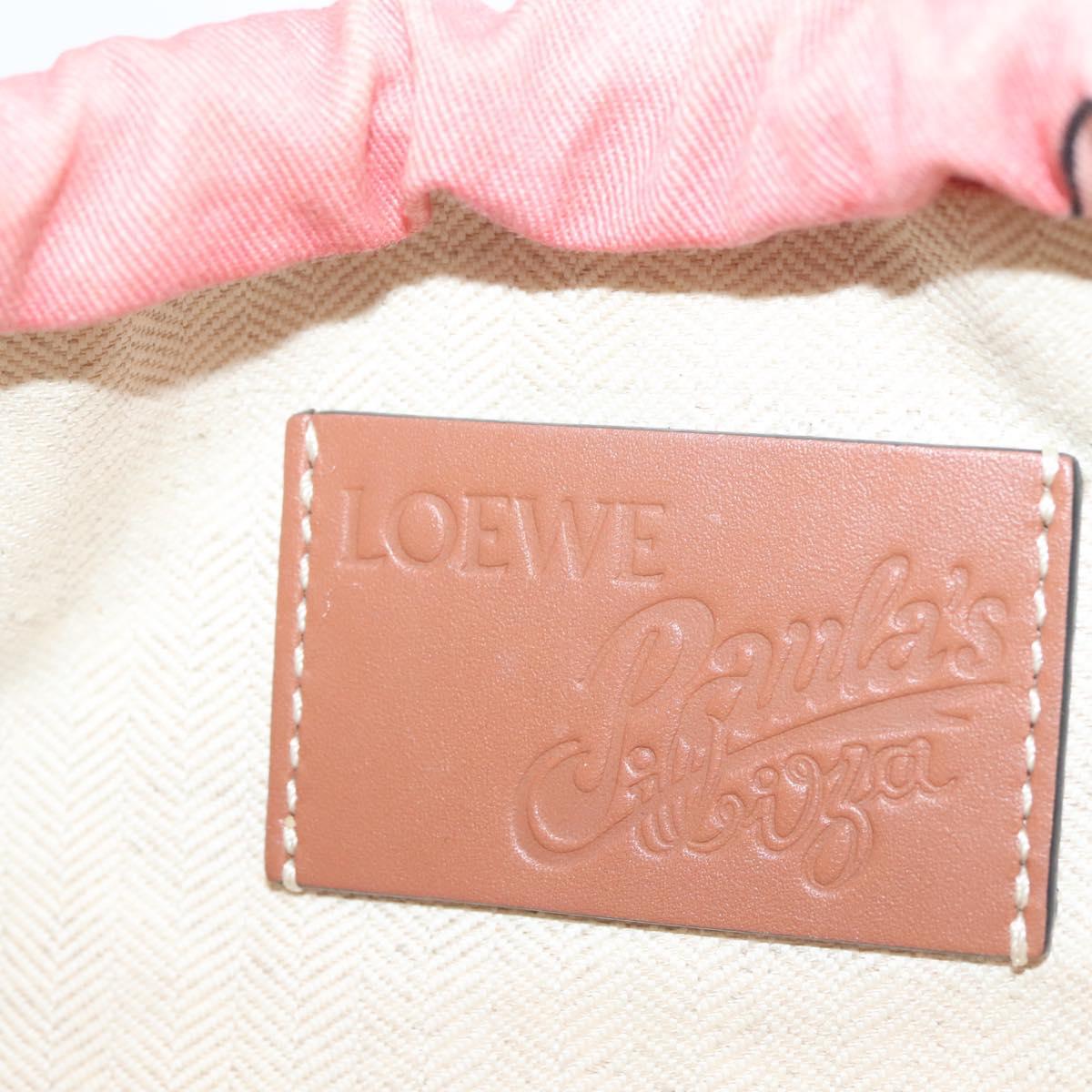 LOEWE Drawstring Pouch Canvas Pink Auth 138135