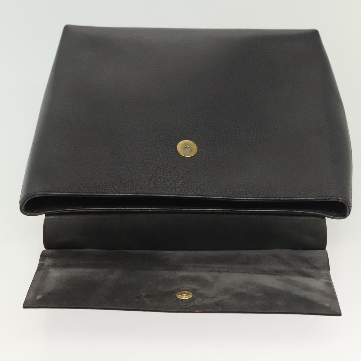 GUCCI Bamboo Hand Bag Leather Outlet Gold Black 001 1118 1886 Auth 138137