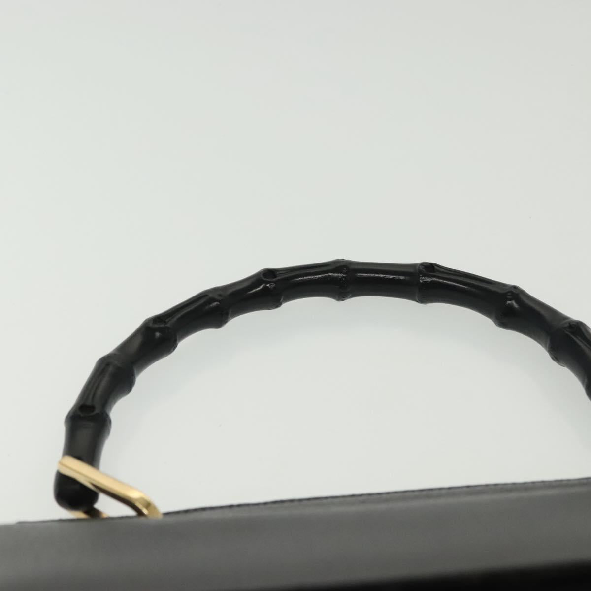 GUCCI Bamboo Hand Bag Leather Outlet Gold Black 001 1118 1886 Auth 138137