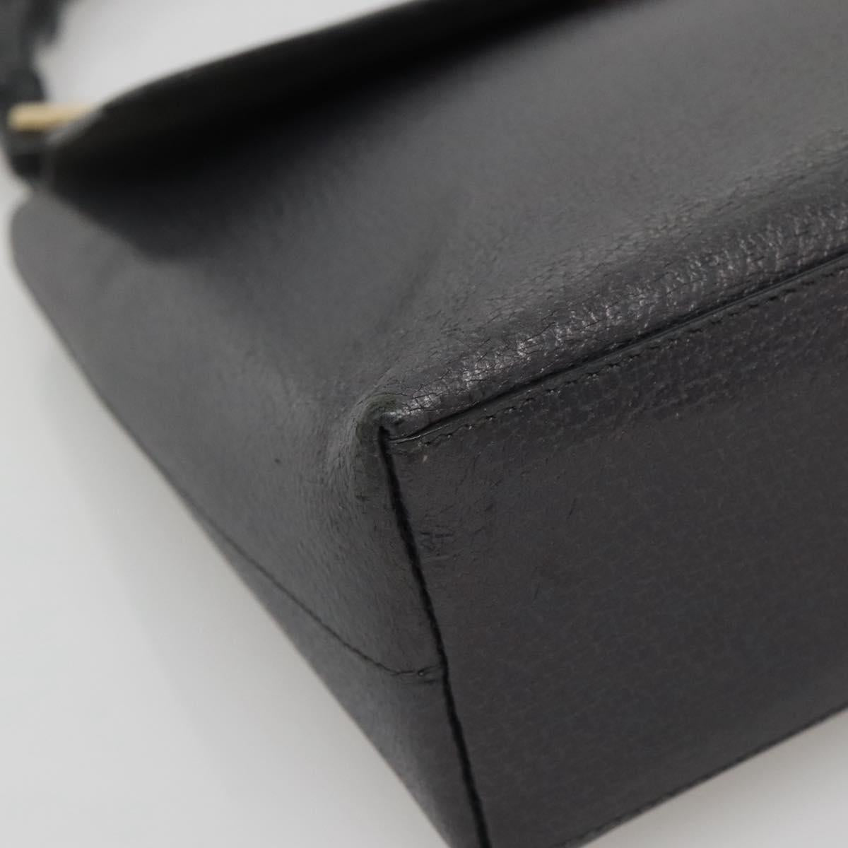 GUCCI Bamboo Hand Bag Leather Gold Charcoal gray 001 3444 1887 Auth 138139