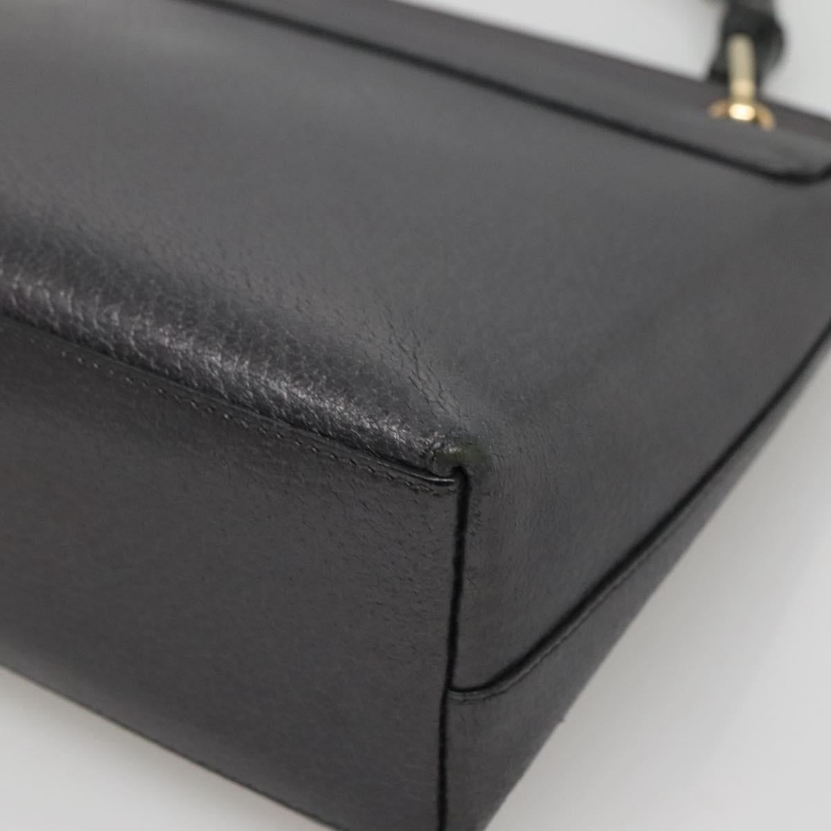 GUCCI Bamboo Hand Bag Leather Gold Charcoal gray 001 3444 1887 Auth 138139