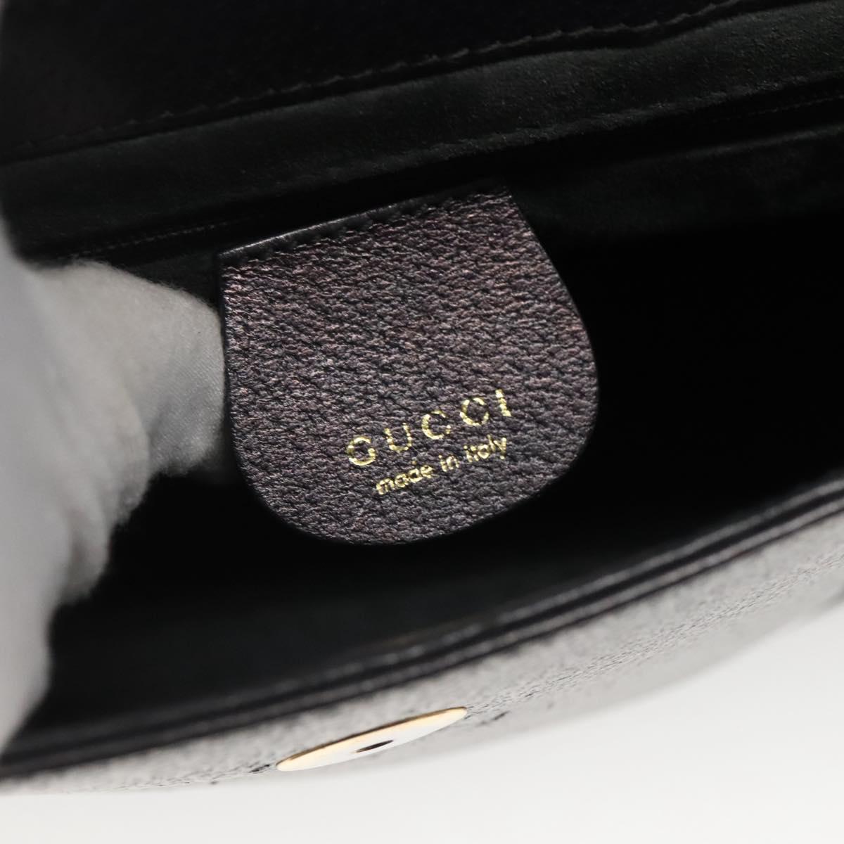 GUCCI Bamboo Hand Bag Leather Gold Charcoal gray 001 3444 1887 Auth 138139