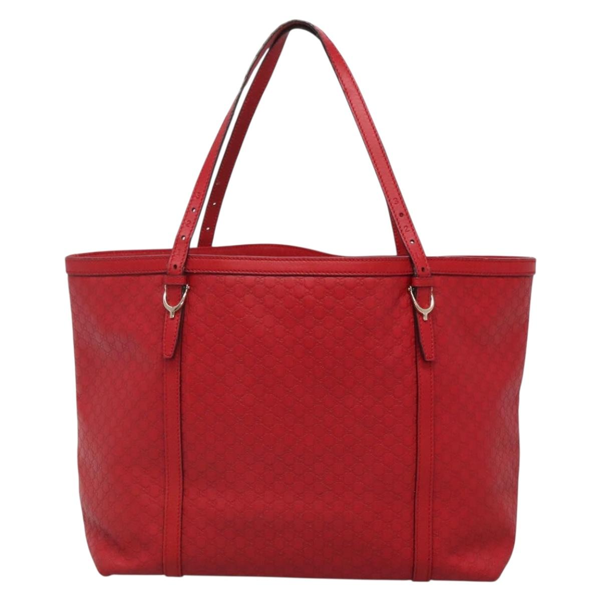 GUCCI Micro GG Canvas Micro Guccissima Bag Leather Red Gold 309613 Auth 138140