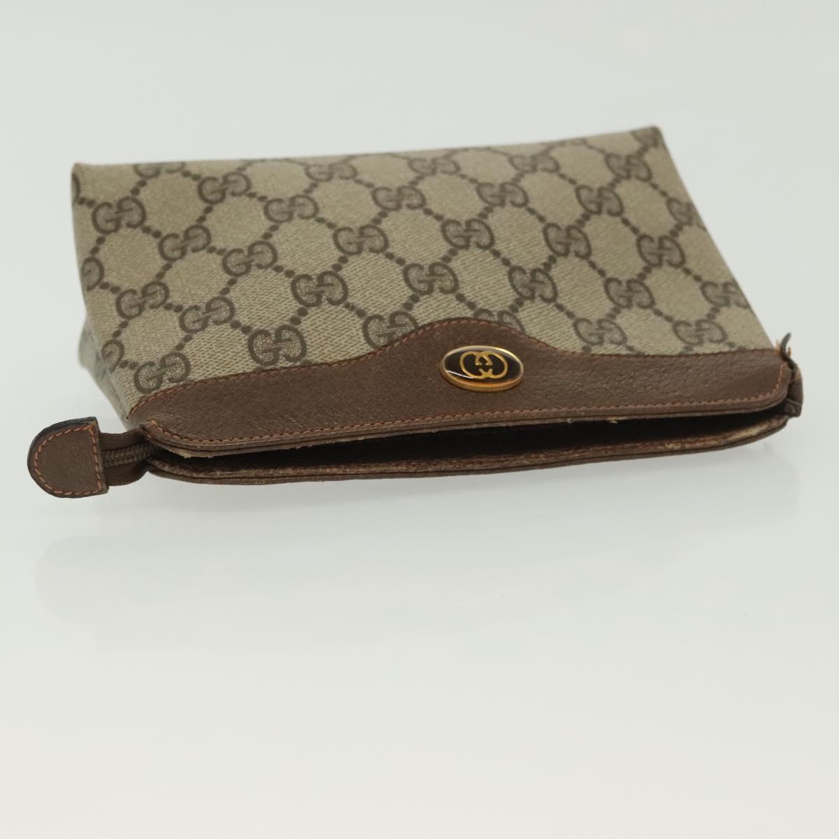 GUCCI GG Supreme Pouch PVC Beige 89 01 020 Auth 138143