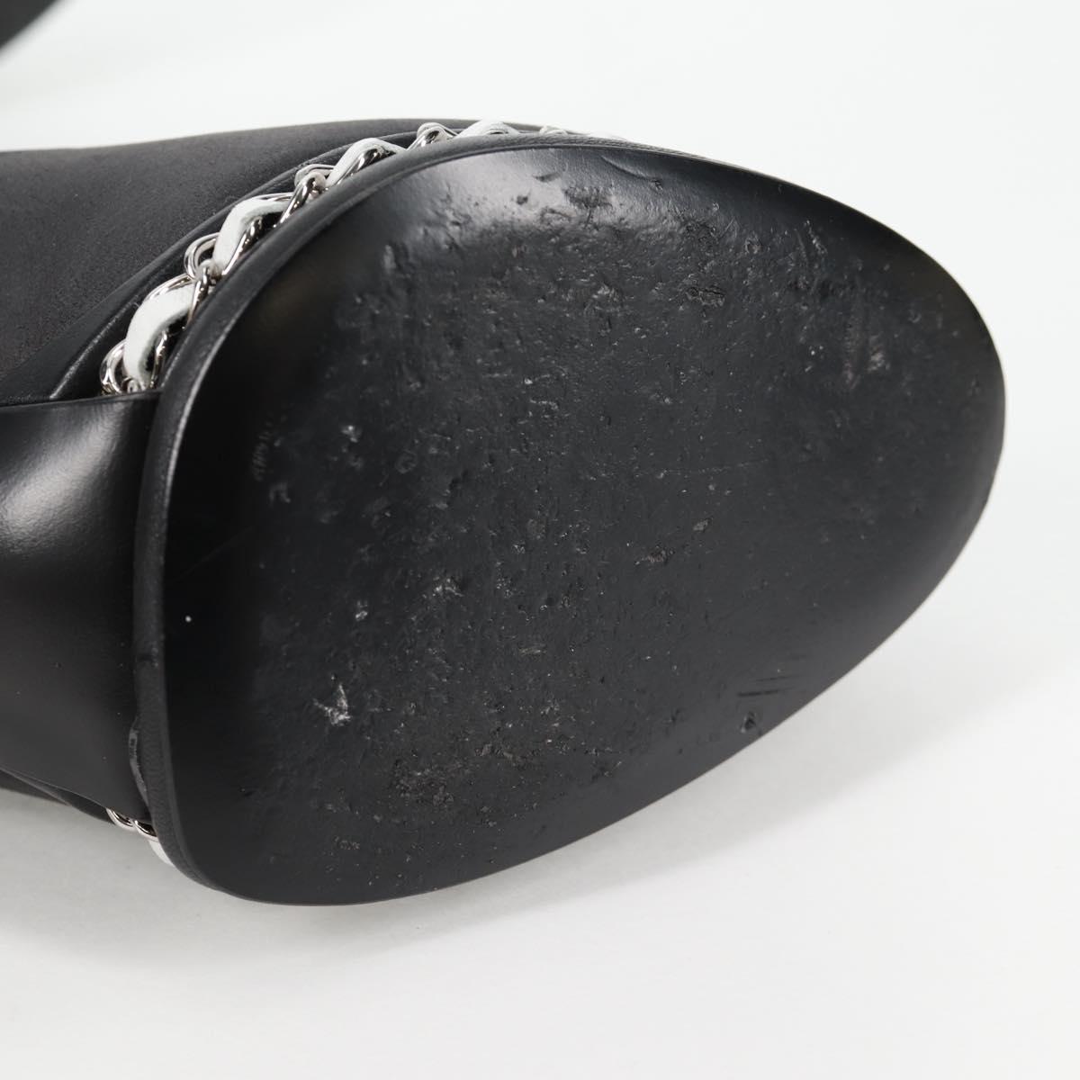 CHANEL Pumps High Heels Leather 36C Black CC Auth 138153V