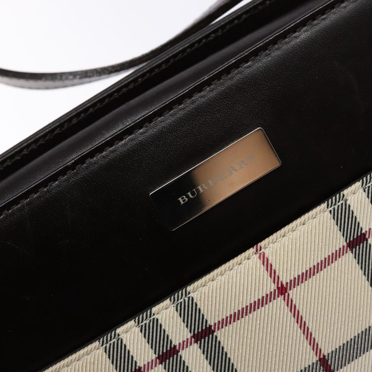 BURBERRY Nova Check Shoulder Bag Canvas Beige Silver Auth 138176