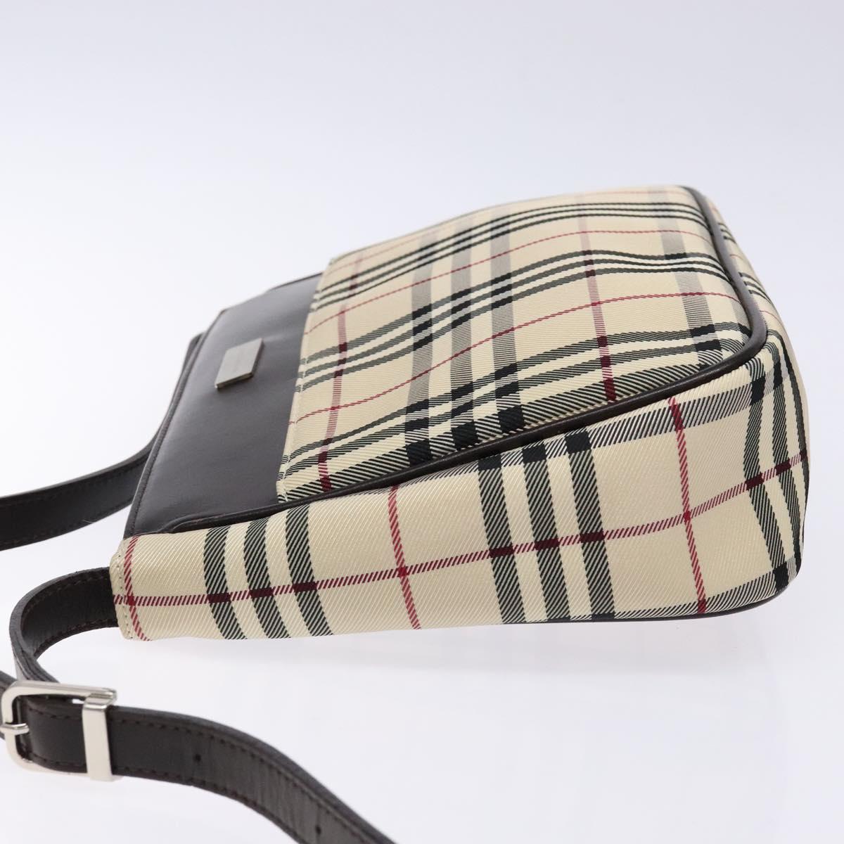 BURBERRY Nova Check Shoulder Bag Canvas Beige Silver Auth 138176