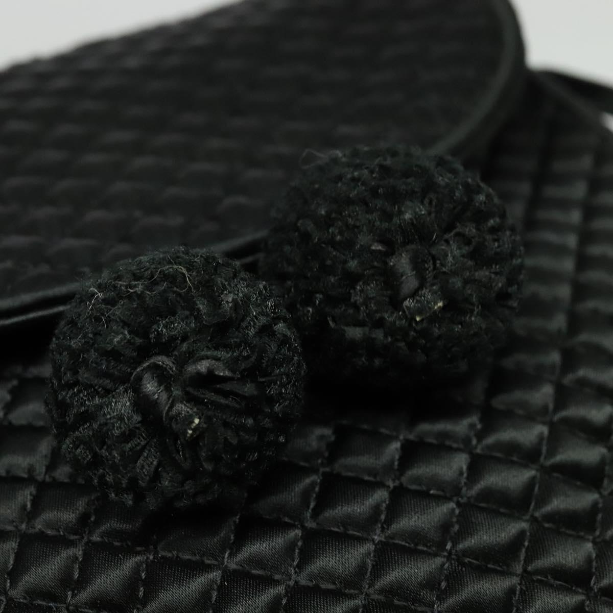 BOTTEGA VENETA Shoulder Bag Satin Black Gold Auth 138179