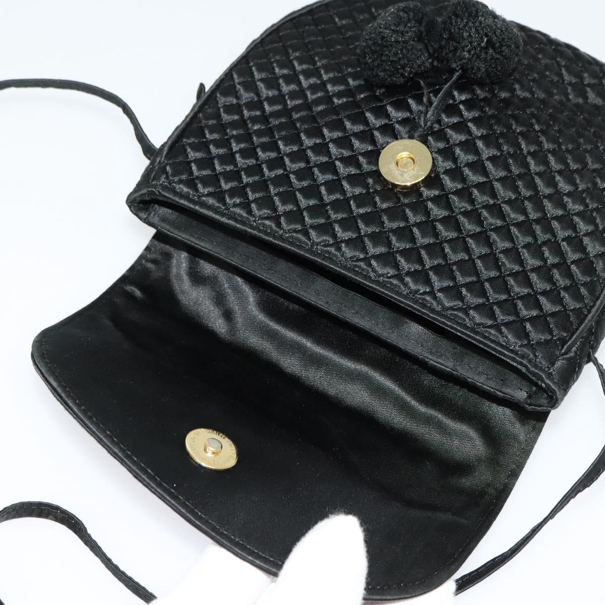 BOTTEGA VENETA Shoulder Bag Satin Black Gold Auth 138179