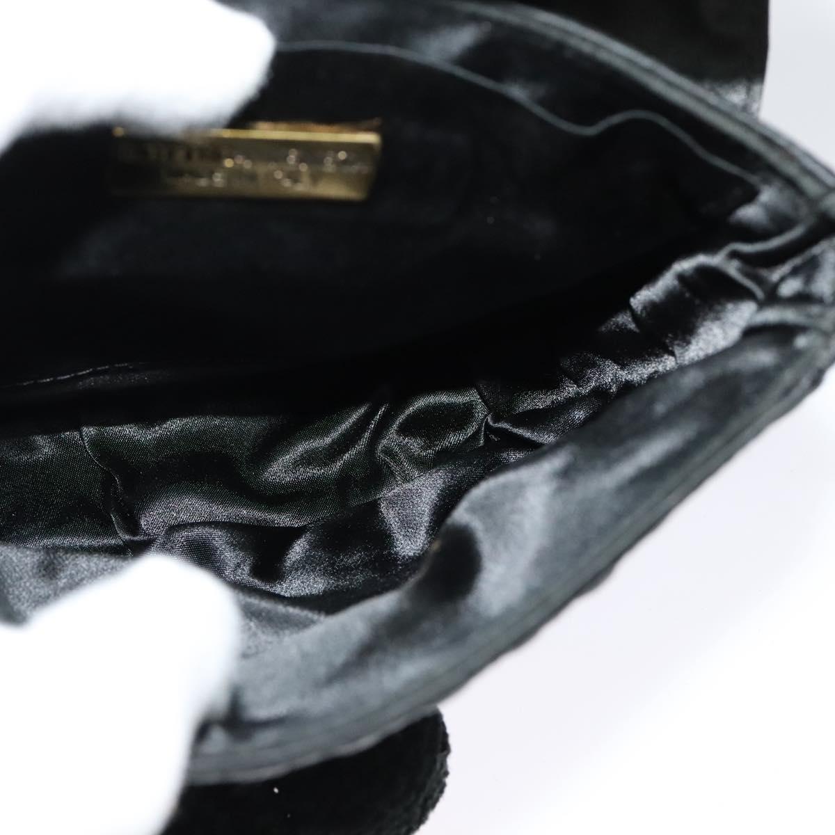 BOTTEGA VENETA Shoulder Bag Satin Black Gold Auth 138179