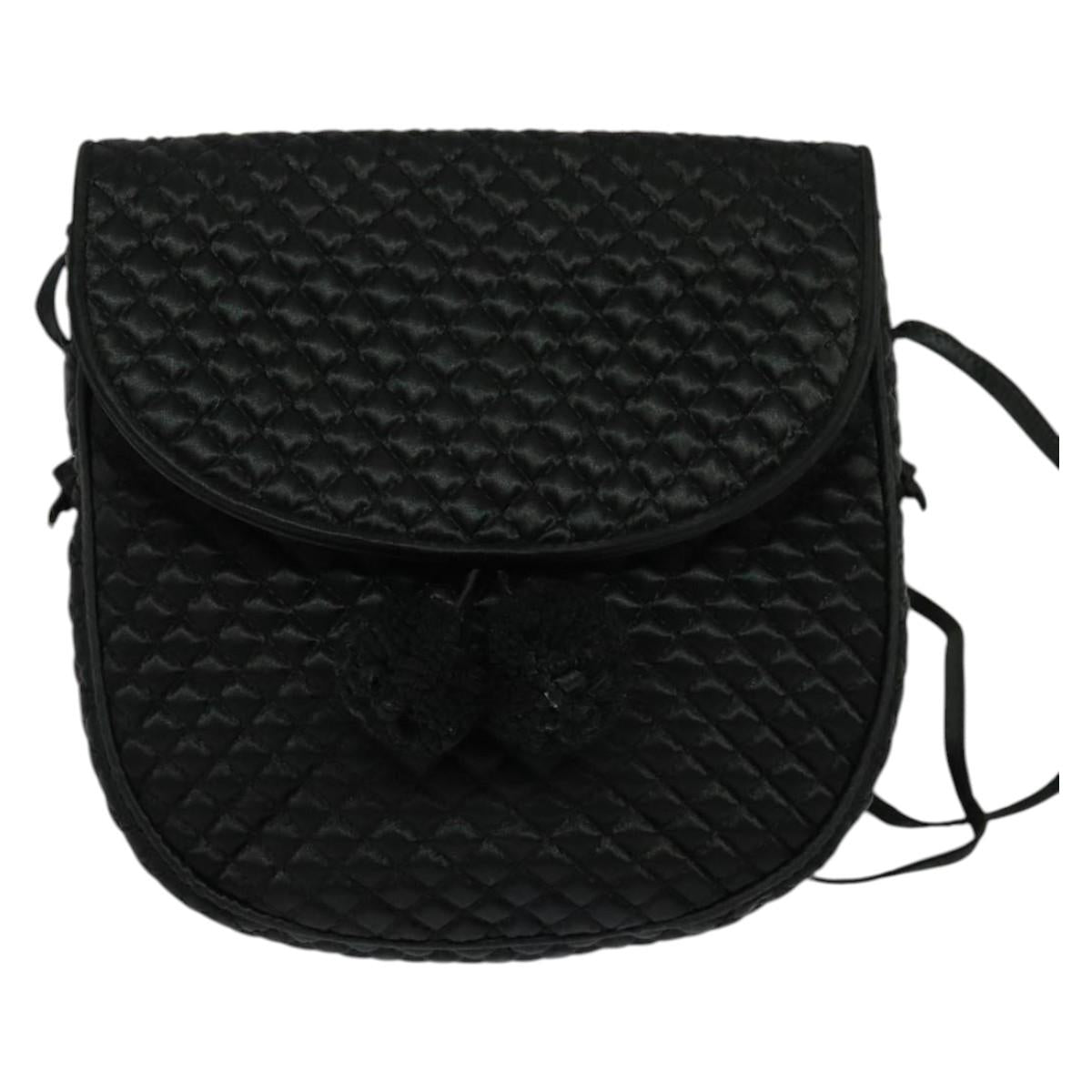 BOTTEGA VENETA Shoulder Bag Satin Black Gold Auth 138179