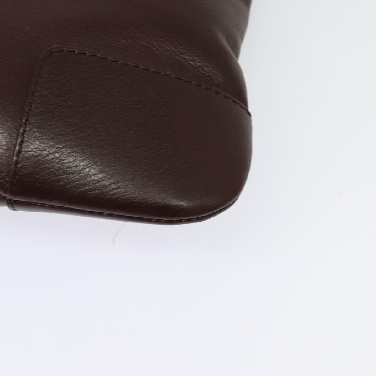 LOEWE Shoulder Bag Leather Brown Silver Auth 138181