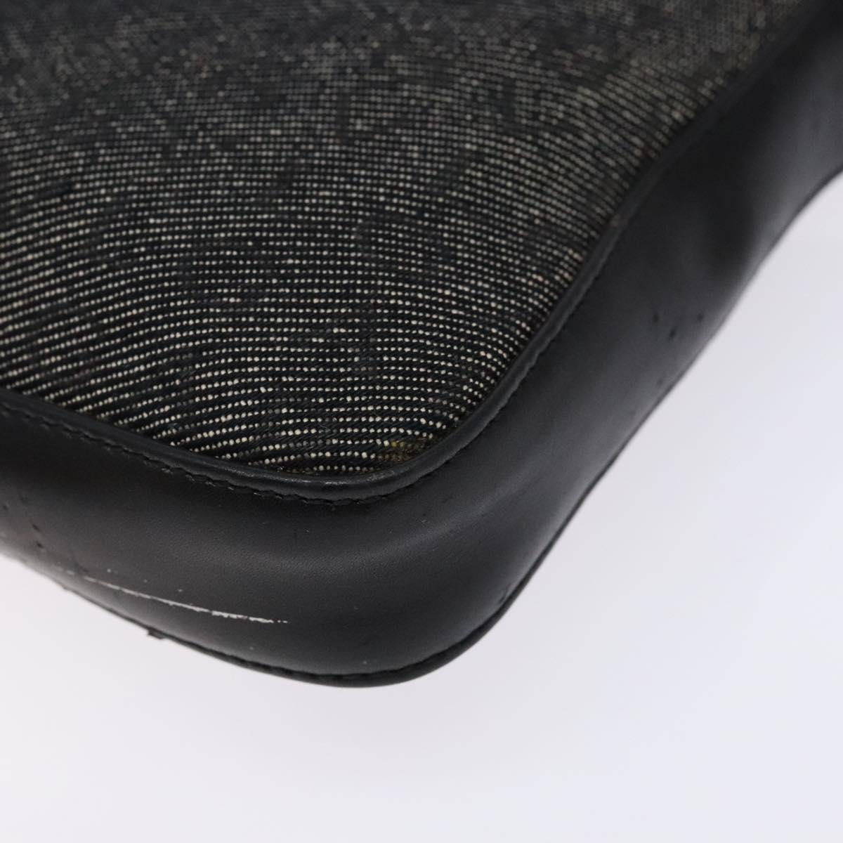 BVLGARI Logo Mania Shoulder Bag Canvas Black Silver Auth 138188