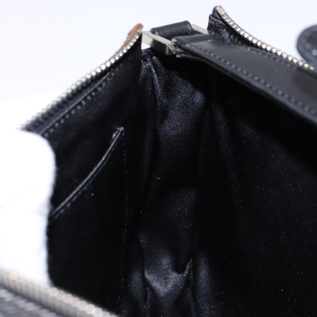 BVLGARI Logo Mania Shoulder Bag Canvas Black Silver Auth 138188